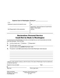 Document preview: Form FL All Family102 Declaration: Personal Service Could Not Be Made in Washington - Washington