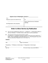 Document preview: Form FL All Family109 Order to Allow Service by Publication - Washington