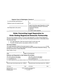 Document preview: Form FL Divorce254 Order Converting Legal Separation to Order Ending Registered Domestic Partnership - Washington