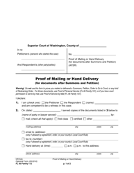 Document preview: Form FL All Family112 Proof of Mailing or Hand Delivery (For Documents After Summons and Petition) - Washington