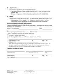Form FL UCCJEA801 Request to Register Out-of-State Custody Order - Washington, Page 2