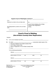 Document preview: Form FL UCCJEA803 Court's Proof of Mailing (Out-of-State Custody Order Registration) - Washington