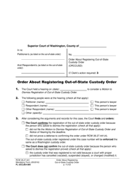 Document preview: Form FL UCCJEA805 Order About Registering Out-of-State Custody Order - Washington