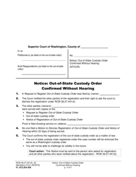 Document preview: Form FL UCCJEA806 Notice: Out-of-State Custody Order Confirmed Without Hearing - Washington