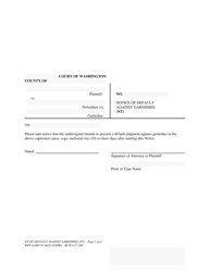 Document preview: Form WPF GARN01.0620 Notice of Default Against Garnishee (Nt) - Washington