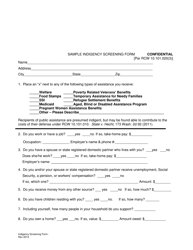 Document preview: Indigency Screening Form - Washington