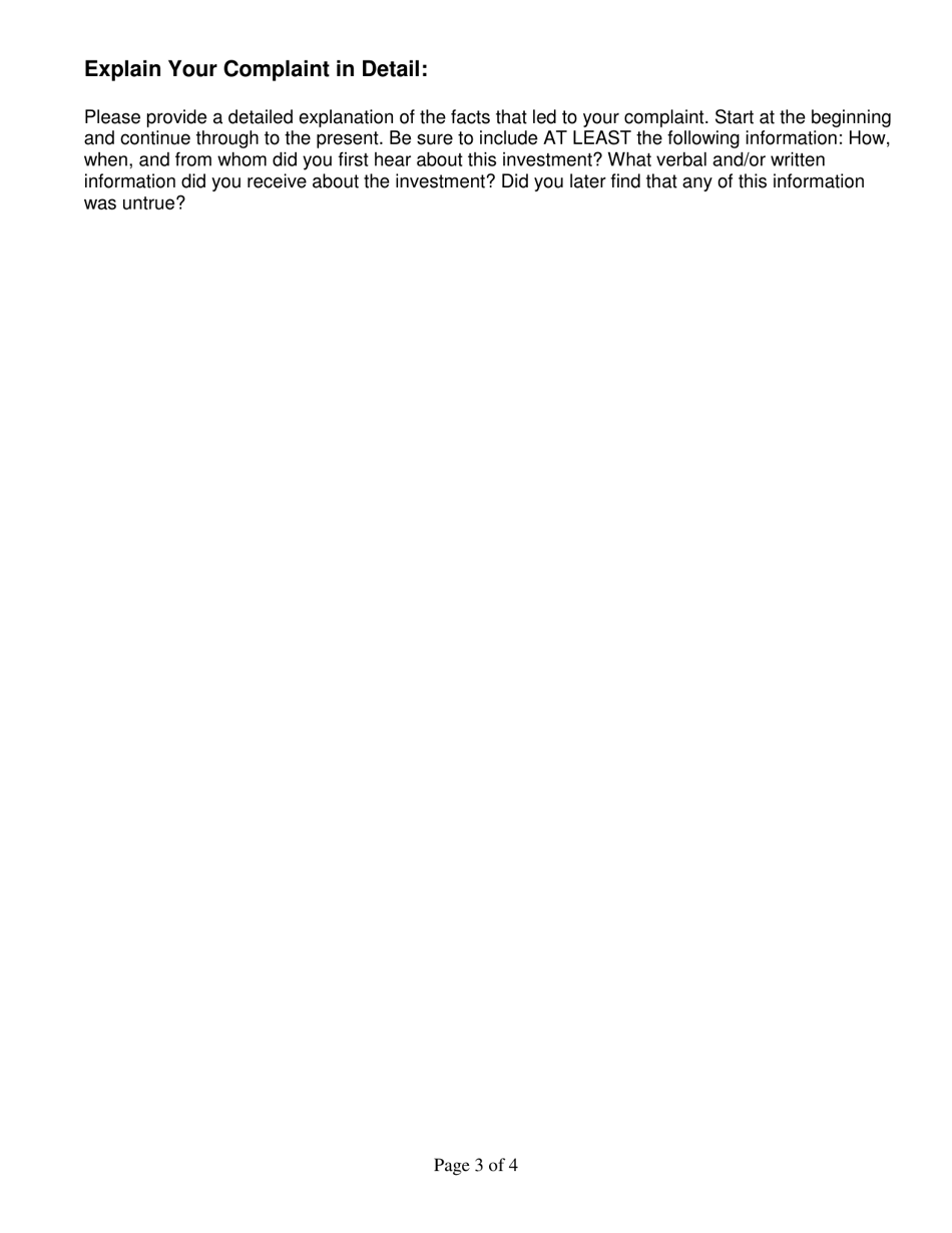 Consumer Complaint Form - Washington, Page 3