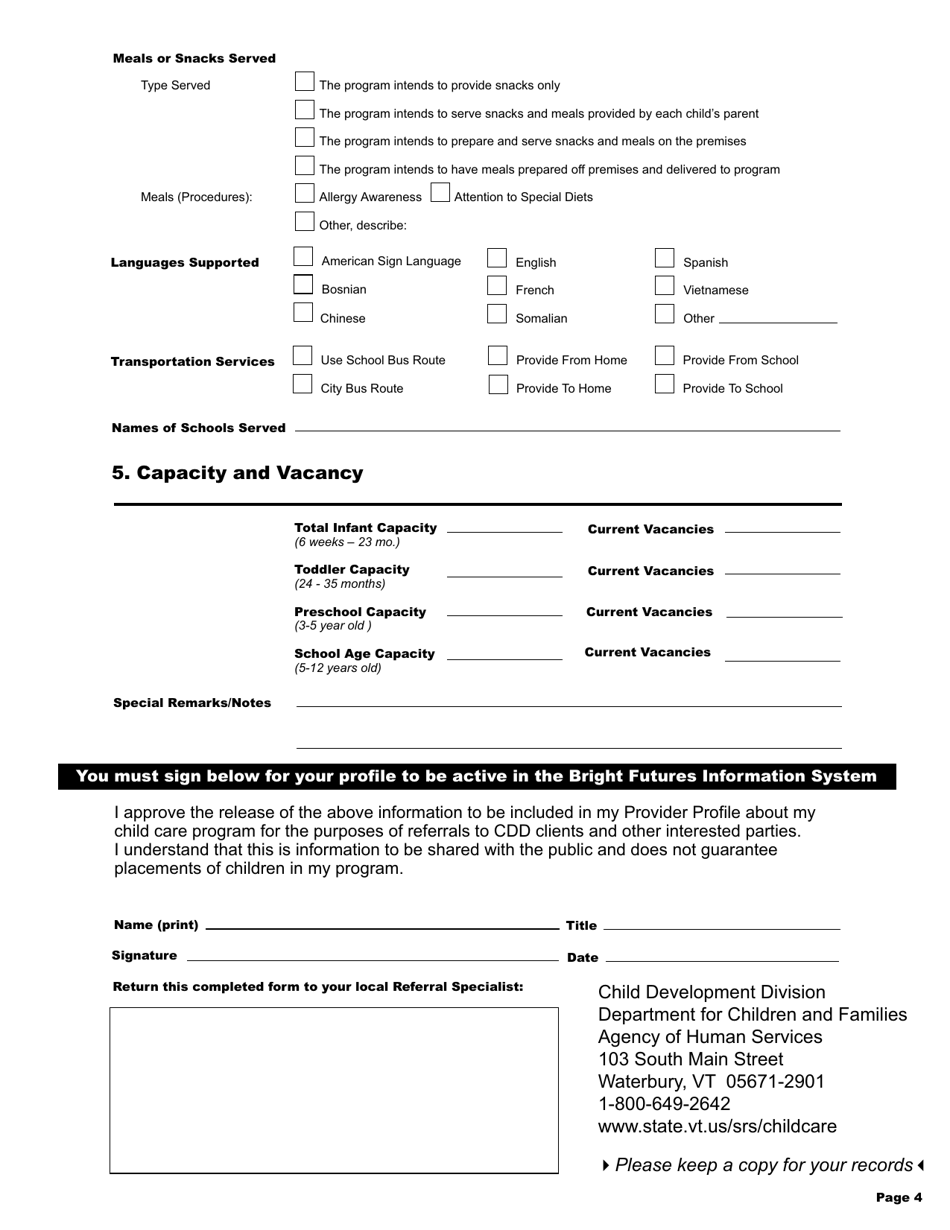 Part 2 Provider Agreement - Referral Service Option - Vermont, Page 4