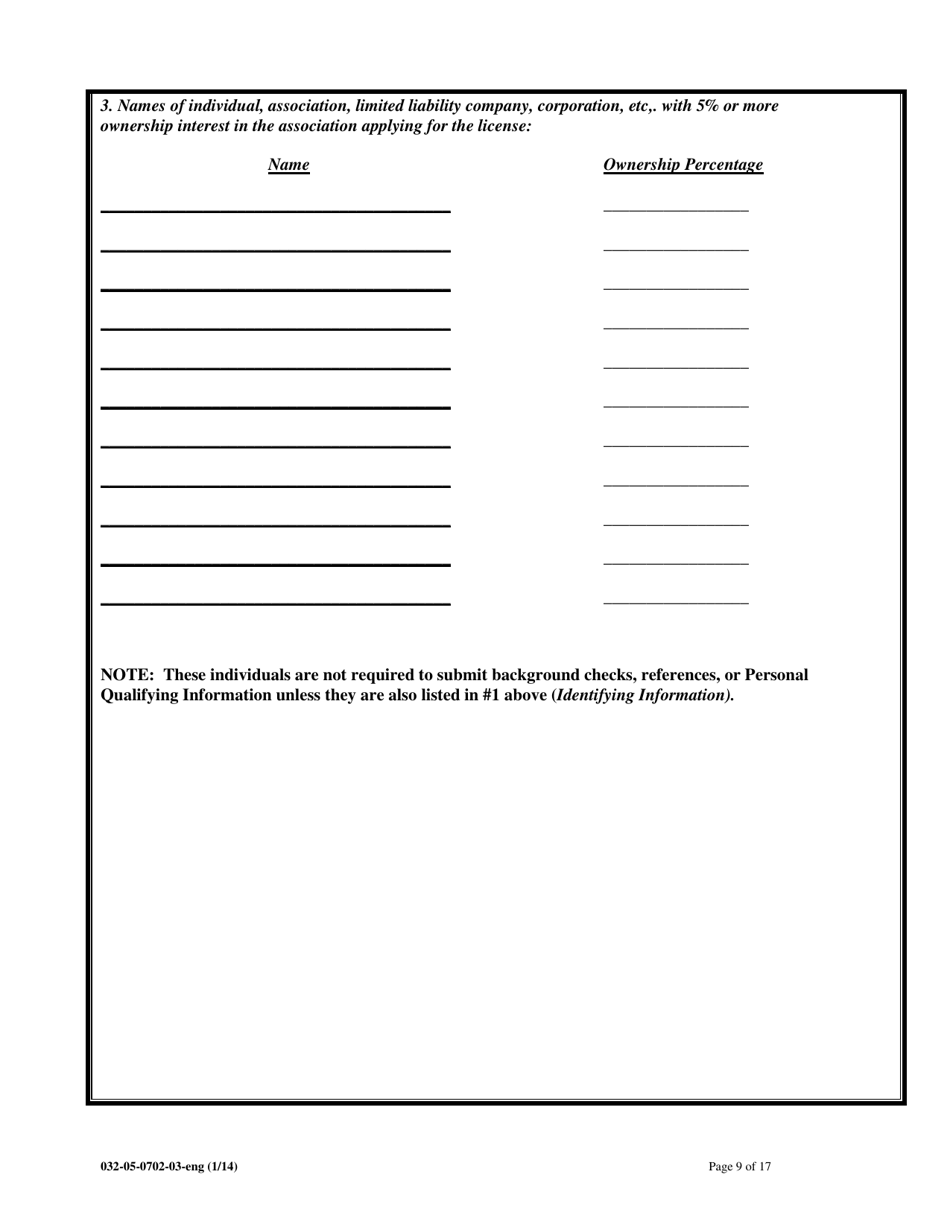 Form 032-05-0702-03-ENG Initial Application for Licensure of a Child Welfare Agency, Assisted Living Facility, or Adult Day Care Center - Virginia, Page 9
