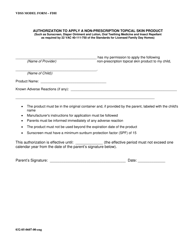 Document preview: Form 032-05-0607-00-ENG Authorization to Apply a Non-prescription Topical Skin Product - Virginia