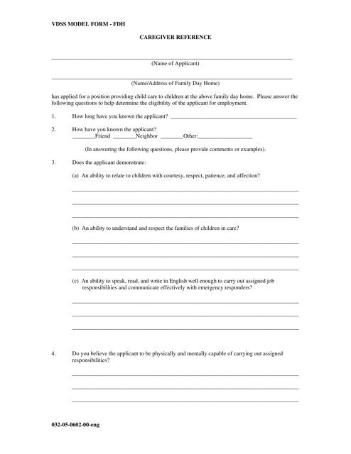 Form 032-05-0602-00-ENG Caregiver Reference - Virginia