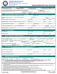 Form TR-2 (TR-9) Application for Title - Rhode Island