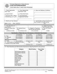 Form HS-3069 &quot;Claim for Reimbursement Child and Adult Care Food Program&quot; - Tennessee