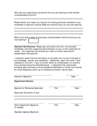 Uncompensated Overtime Claim Form - Utah, Page 2