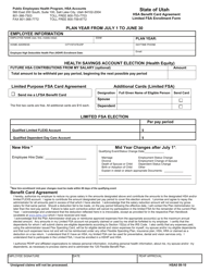 Form HSA0 Hsa Benefit Card Agreement Limited FSA Enrollment Form - Utah