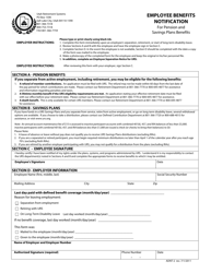 Form ADNT-2 Employee Benefits Notification - Utah