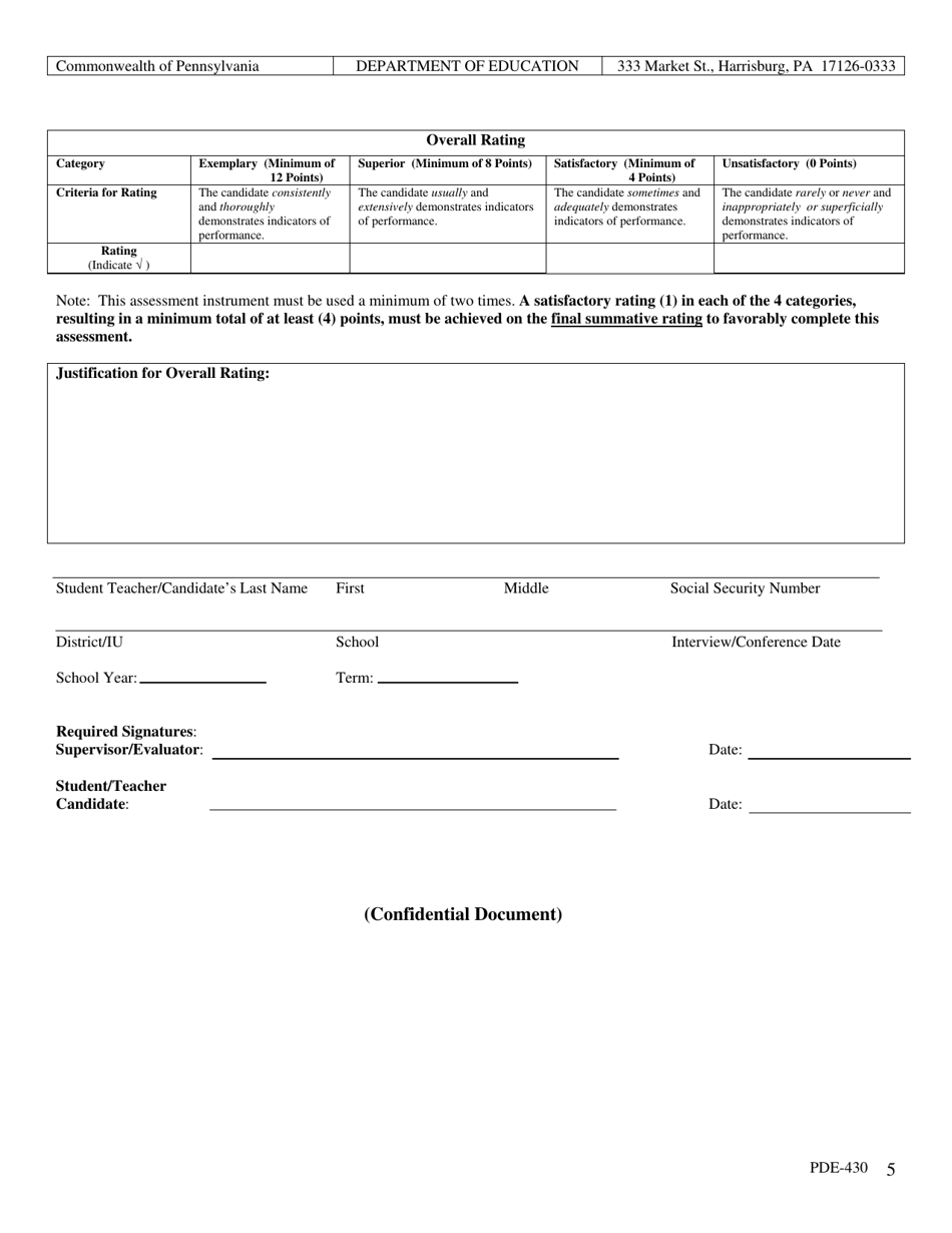 Form PDE-430 - Fill Out, Sign Online and Download Printable PDF ...