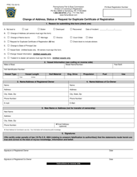 Document preview: Form PFBC-732 Change of Address, Status or Request for Duplicate Certificate of Registration - Pennsylvania
