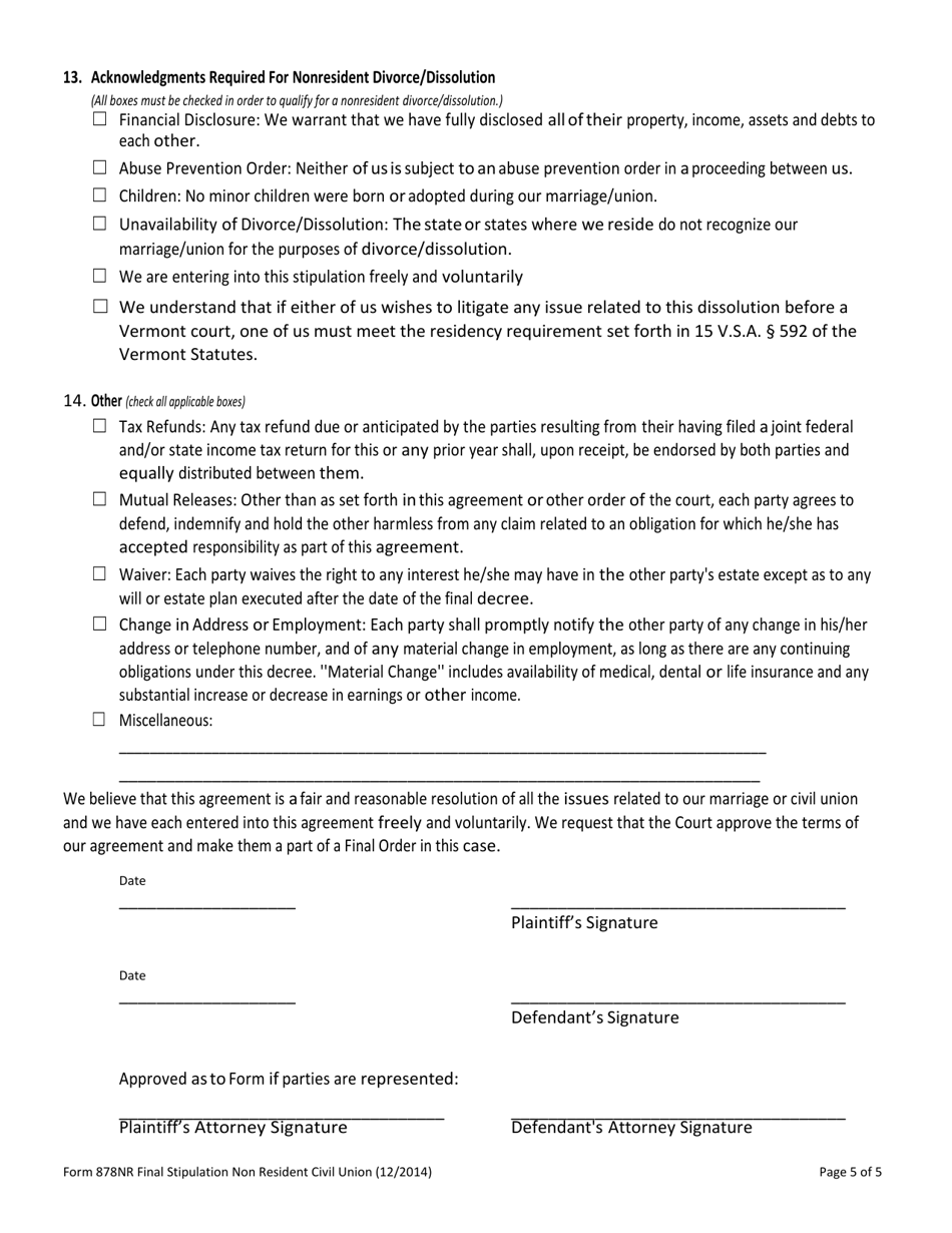 Form 878NR Final Stipulation - Vermont, Page 5