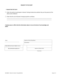 Form 400-00869 Motion for Genetic Testing - Vermont, Page 2