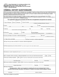 TDLR Form LIC002 Criminal History Questionnaire - Texas, Page 2