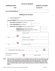 Form PMG89 Summary of Account for Minor Financial Guardianship - Vermont, Page 3