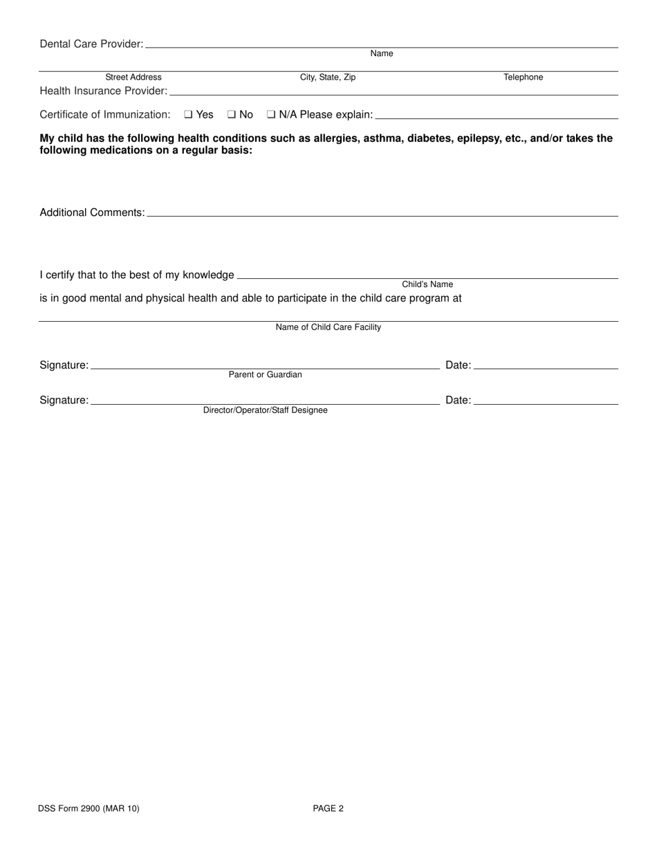 Dss Form 2900 Fill Out Sign Online And Download Fillable Pdf South Carolina Templateroller 3717