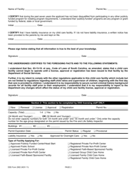 DSS Form 2902 Application to Operate a Child Care Facility - South Carolina, Page 2