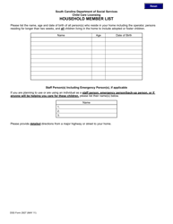 Document preview: DSS Form 2927 Household Member List - South Carolina