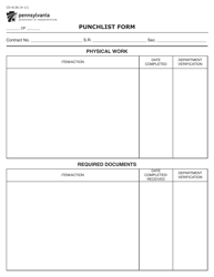 Document preview: Form CS-4136 Punchlist Form - Pennsylvania