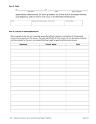 Form PE37 Motion for License to Sell or Convey Personal Property - Vermont, Page 2