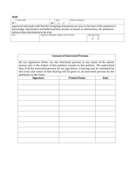 Form PE58A Verified Petition for Issuance of Certificate of Presumed Death - Vermont, Page 2