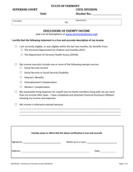 Document preview: Form 100-00128 Disclosure of Exempt Income - Vermont
