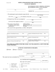 Document preview: Form 418 Stipulation/Motion for Continuance - Vermont