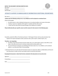Document preview: Form 1858 Affidavit in Support of Nondisclosure of Information in Exceptional Circumstances - Texas (English/Spanish)