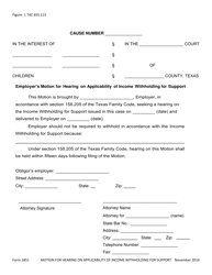 Form 1851 Employer&#039;s Motion for Hearing on Applicability of Income Withholding for Support - Texas
