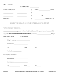 Document preview: Form 1853 Request for Issuance of Income Withholding for Support - Texas
