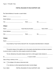 Form 1854C Partial Release of Child Support Lien - Texas