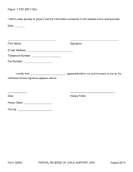 Form 1854C Partial Release of Child Support Lien - Texas, Page 2