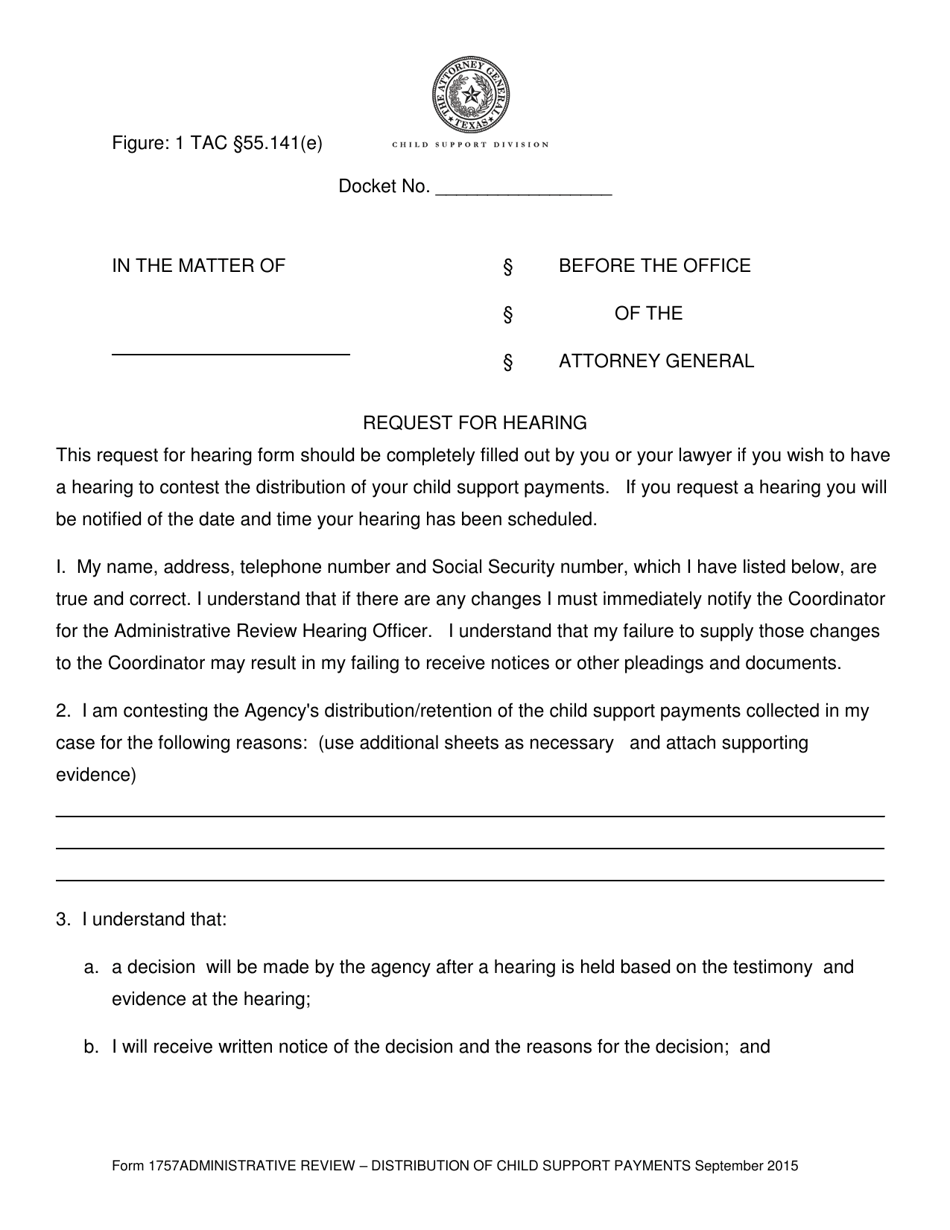 Form 1757 Request for Administrative Review  Distribution of Child Support Payments - Texas, Page 3