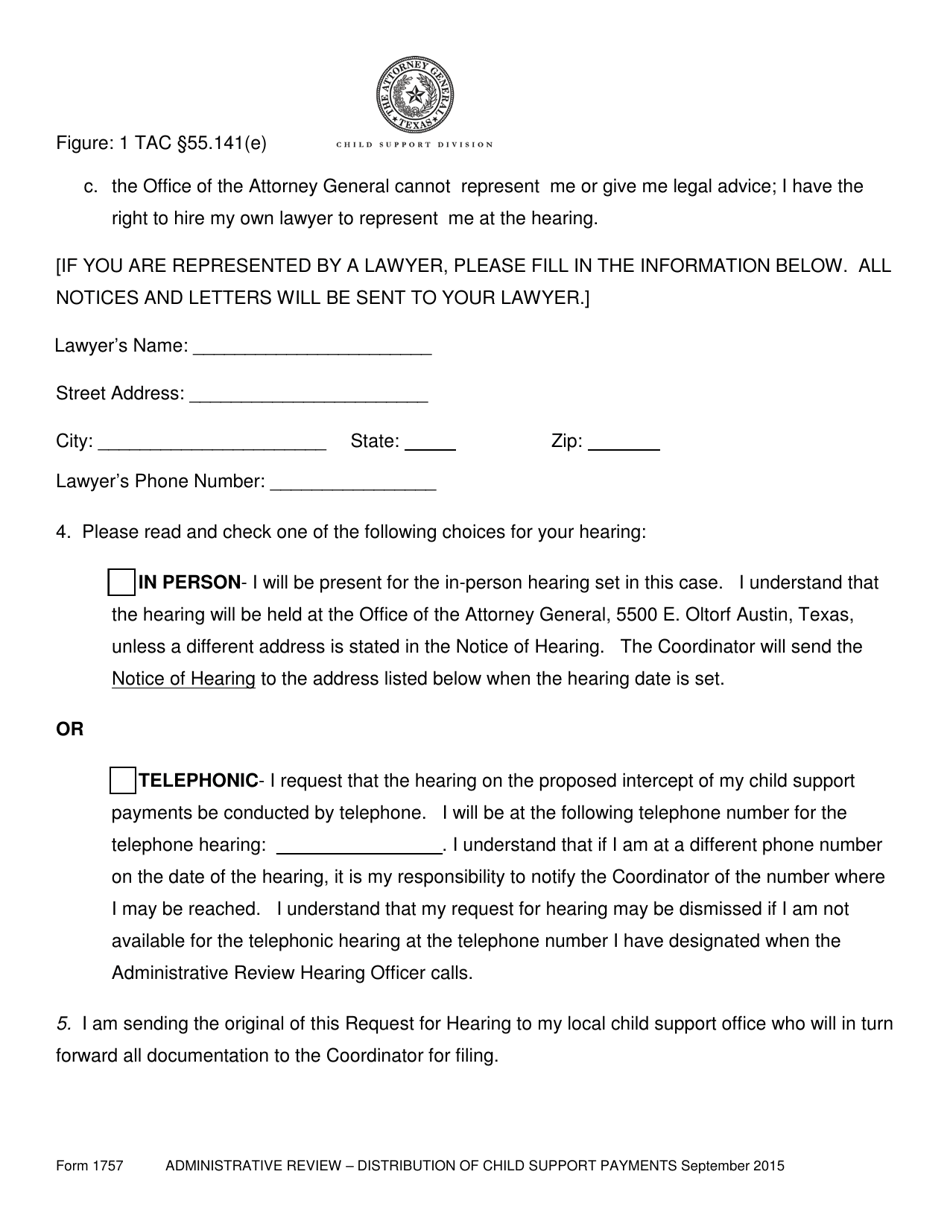 Form 1757 Request for Administrative Review  Distribution of Child Support Payments - Texas, Page 4