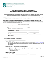 Document preview: Application for Permit to Control Aquatic Nuisance Species Using Pesticides - Rhode Island