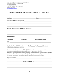 Document preview: Agricultural Wetlands Permit Application Form - Rhode Island