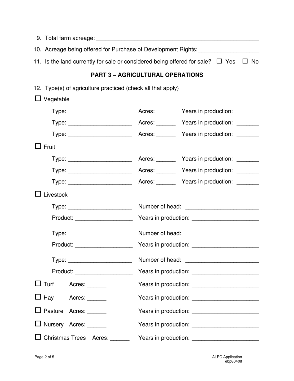 Application to Sell Development Rights - Rhode Island, Page 2