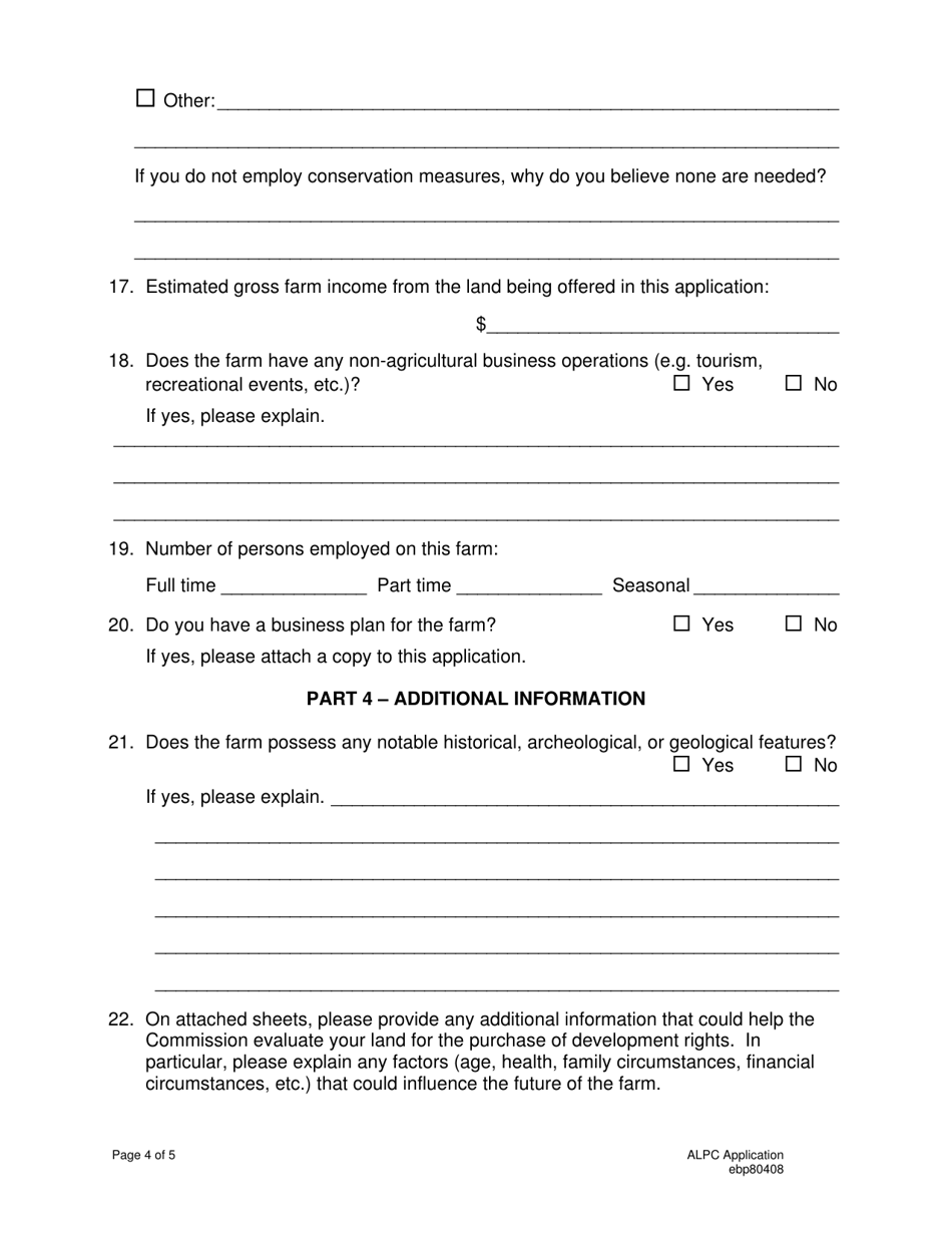 Application to Sell Development Rights - Rhode Island, Page 4