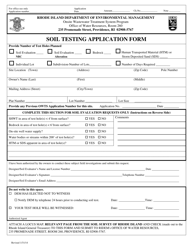 Document preview: Soil Testing Application Form - Rhode Island