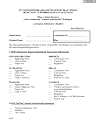 Document preview: Owts Application Submission Checklist - Rhode Island