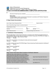 Document preview: Stage II System Decommissioning Completion Certification Form - Rhode Island