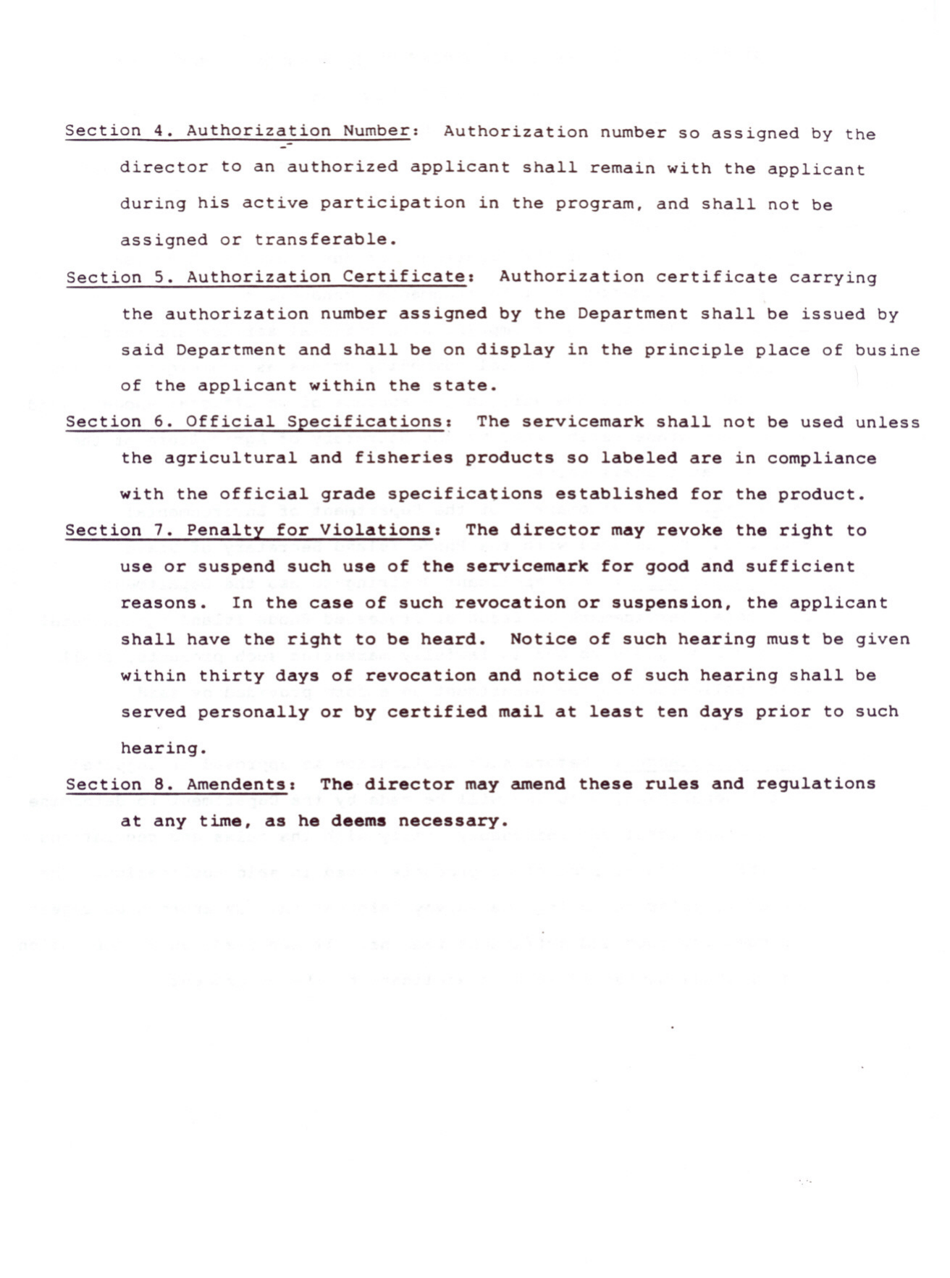 Application for the Use of the Rhode Island Agricultural / Fisheries-Servicemark - Rhode Island, Page 3