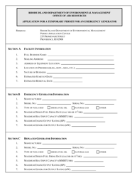 Document preview: Application for a Temporary Permit for an Emergency Generator - Rhode Island